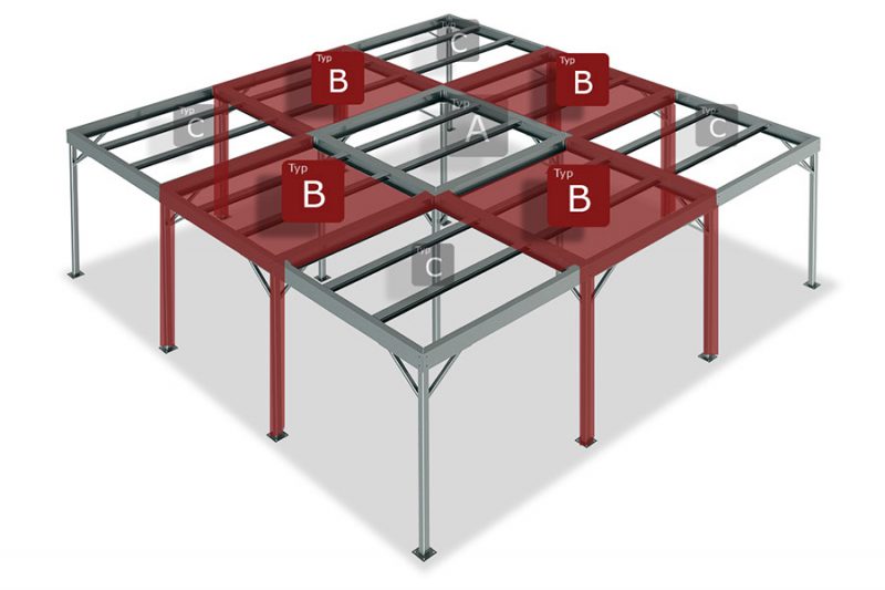 Stahlbaubuehnen mit Gitterrost-Auflage - Modulair Systeembordes